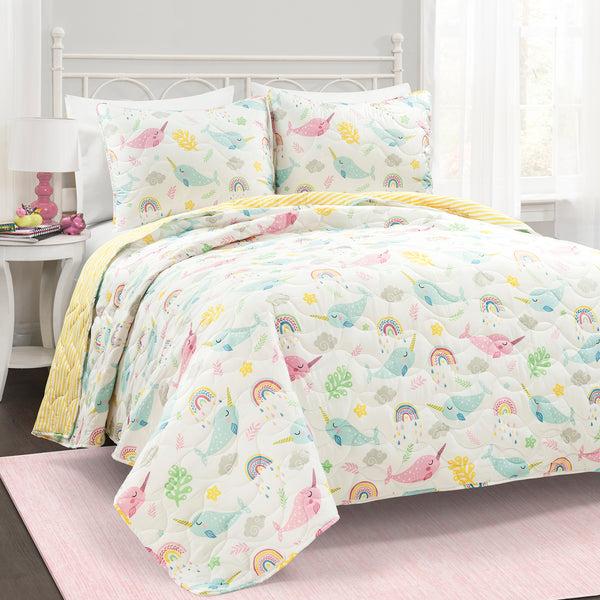 lush décor Magical Narwhal Quilt Set