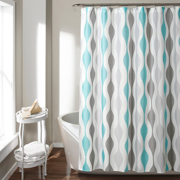 lush décor Mid Century Geo Shower Curtain