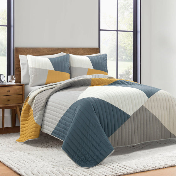 lush décor Modern Color Block Quilt 3 Piece Set
