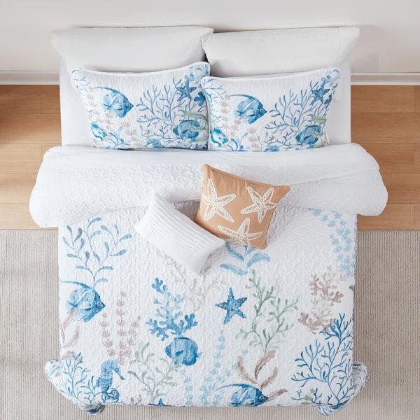 Lush Décor Oceana Watercolor Sea Life Quilt Set