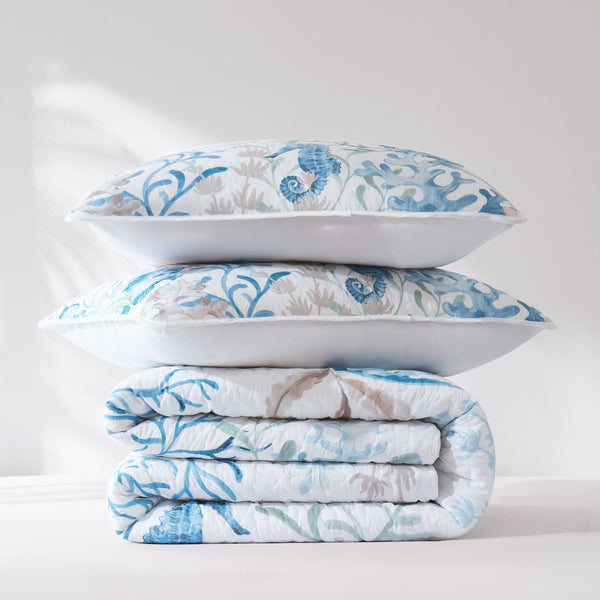 Lush Décor Oceana Watercolor Sea Life Quilt Set