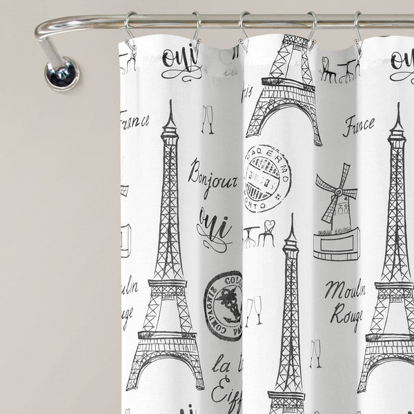 Lush Décor Paris Bonjour Cotton Shower Curtain