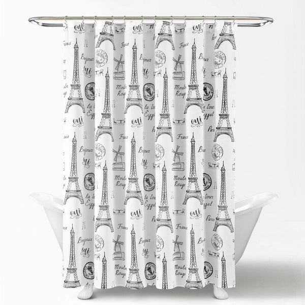 Lush Décor Paris Bonjour Cotton Shower Curtain