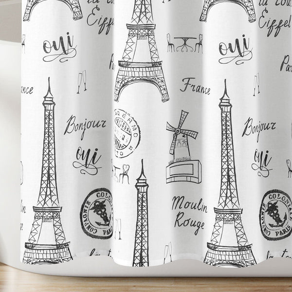 Lush Décor Paris Bonjour Cotton Shower Curtain