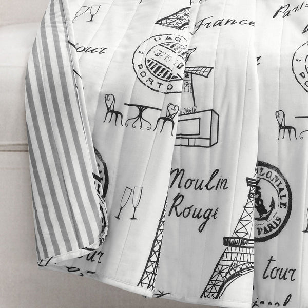 Lush Décor Paris Bonjour Reversible Cotton Throw