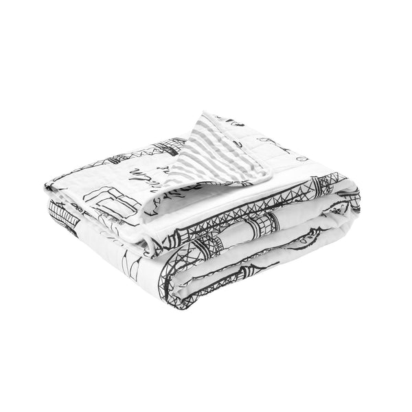 Lush Décor Paris Bonjour Reversible Cotton Throw