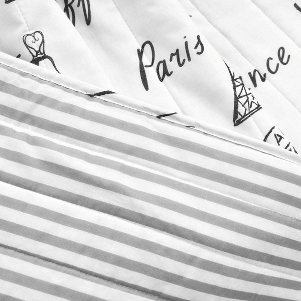 Lush Décor Paris Bonjour Reversible Cotton Throw