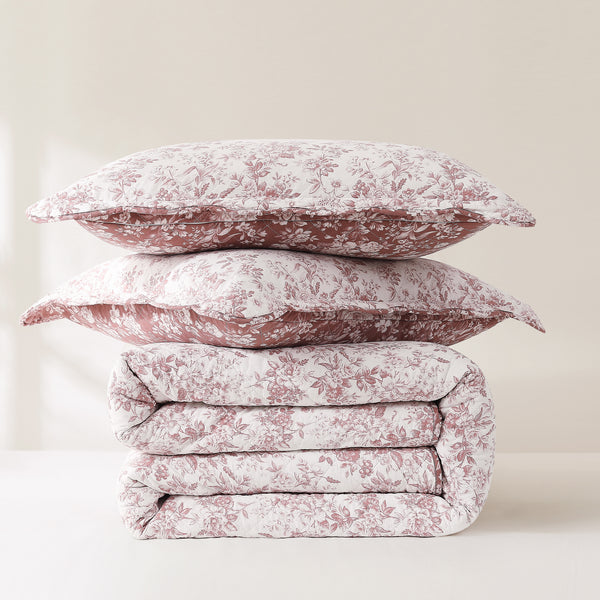 Lush Décor Peony Toile Reversible Cotton Quilt Set