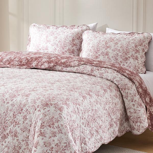 Lush Décor Peony Toile Reversible Cotton Quilt Set