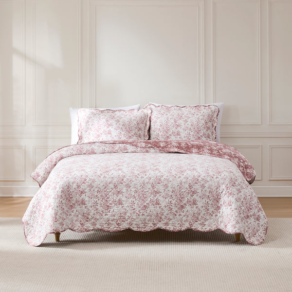 lush décor Peony Toile Reversible Cotton Quilt Set