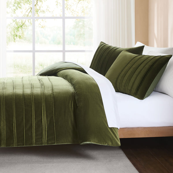 Lush Décor Pleated Groove Velvet Duvet Cover Set