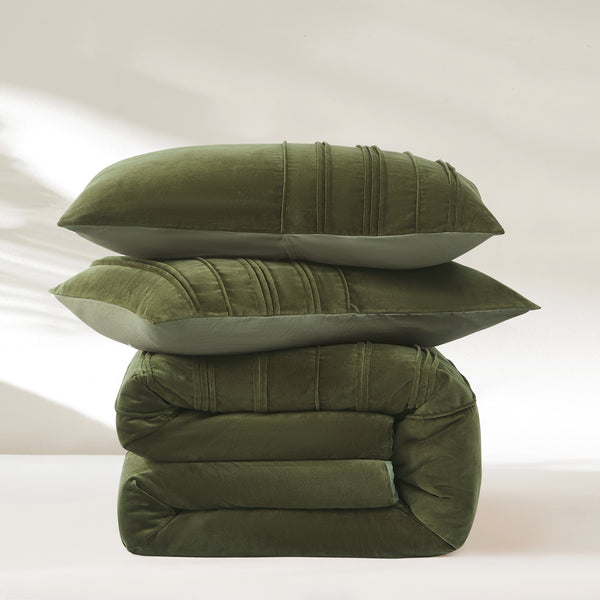 Lush Décor Pleated Groove Velvet Duvet Cover Set
