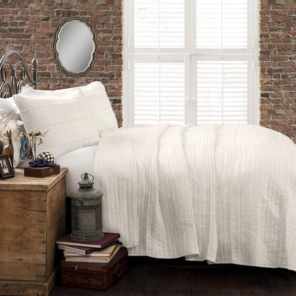 Lush Décor Pom Pom Stripe Quilt 3 Piece Set