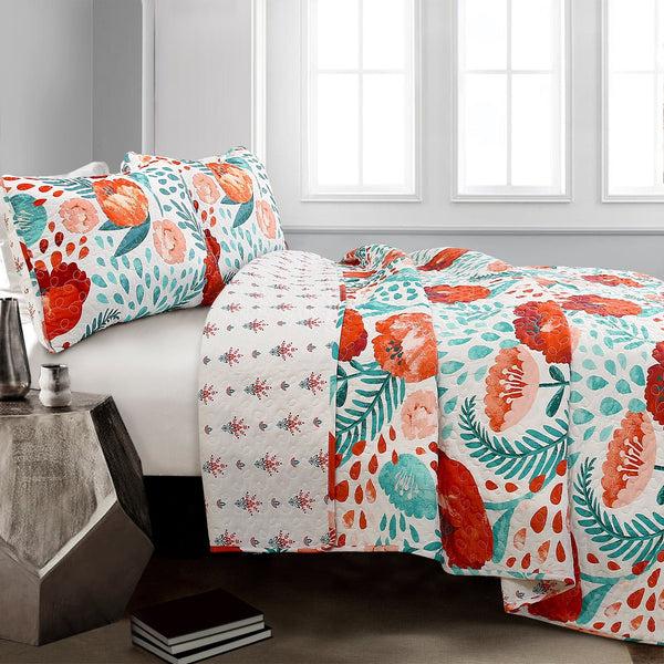Lush Décor Poppy Garden Quilt 3 Piece Set