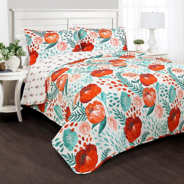 lush décor Poppy Garden Quilt 3 Piece Set
