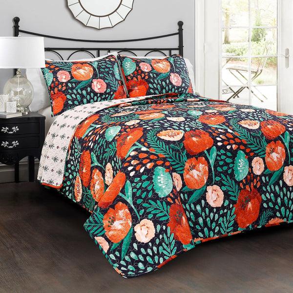 Lush Décor Poppy Garden Quilt 3 Piece Set