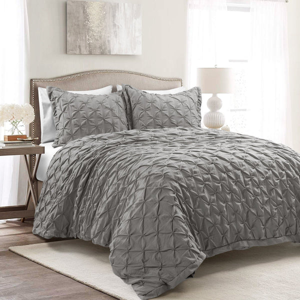 Lush Décor Ravello Pintuck 3 Piece Duvet Cover Set