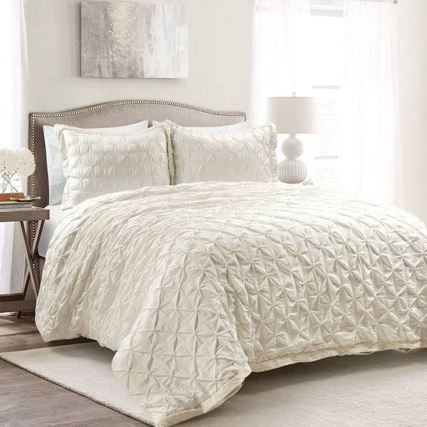 Lush Décor Ravello Pintuck 3 Piece Duvet Cover Set