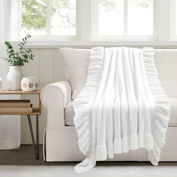lush décor Reyna Soft Knitted Ruffle Throw