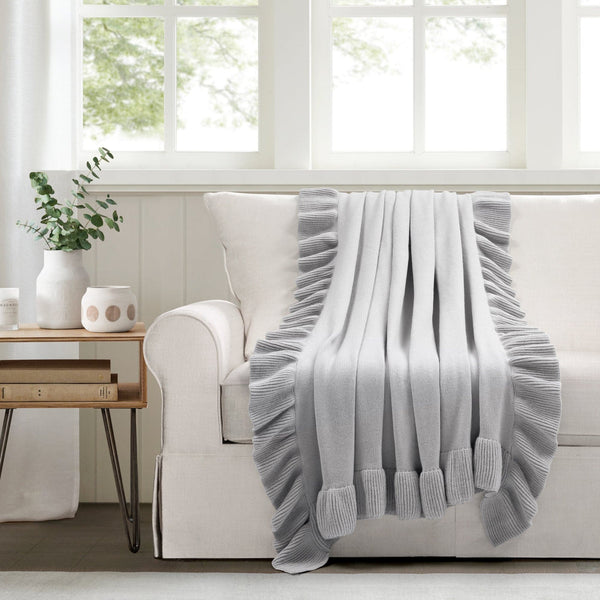 Lush Décor Reyna Soft Knitted Ruffle Throw