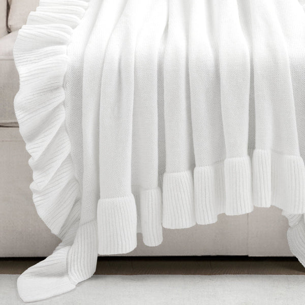 Lush Décor Reyna Soft Knitted Ruffle Throw