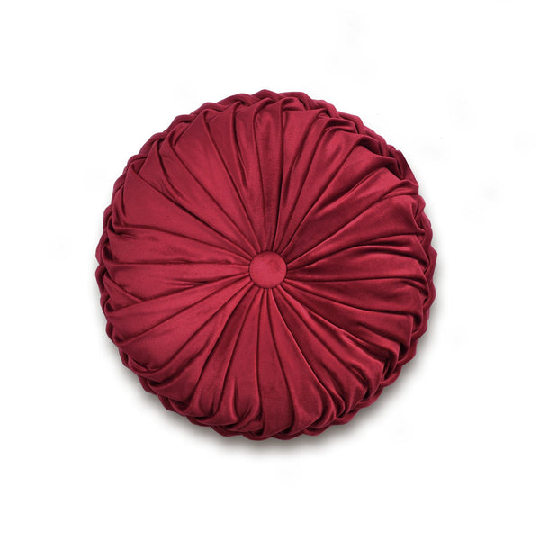 Lush Décor Round Pleated Soft Velvet Throw Pillow