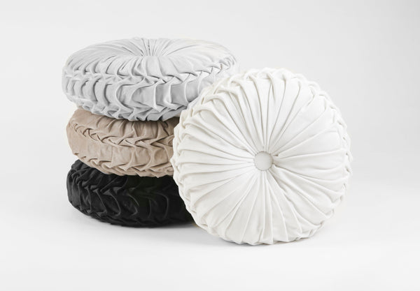 lush décor Round Pleated Soft Velvet Throw Pillow