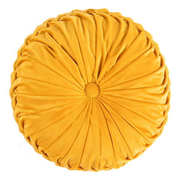 Lush Décor Round Pleated Soft Velvet Throw Pillow