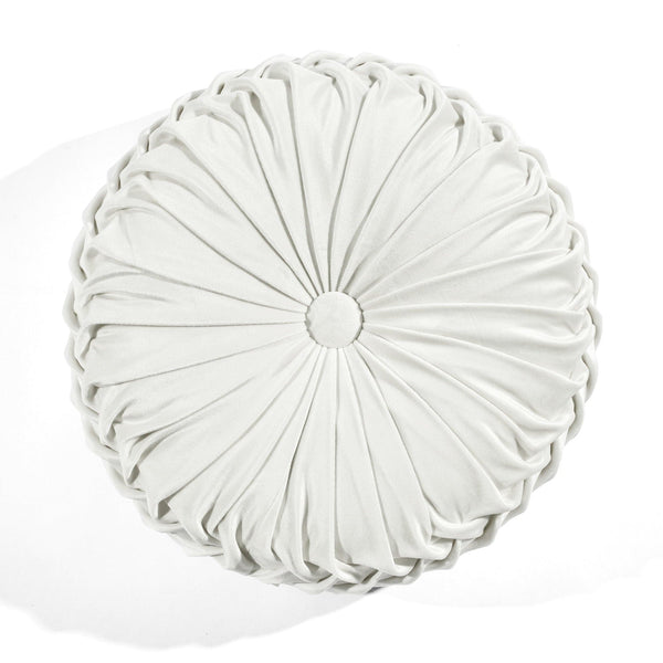 Lush Décor Round Pleated Soft Velvet Throw Pillow