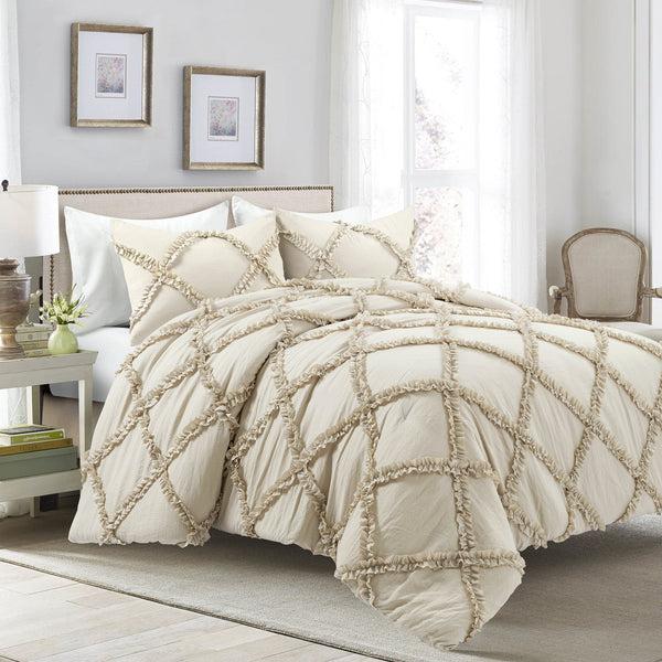 Lush Décor Ruffle Diamond 3 Piece Comforter Set