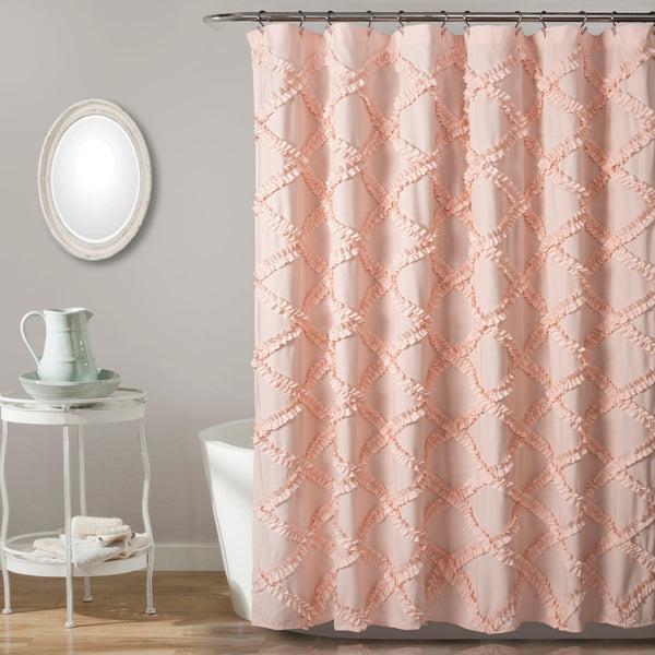Lush Décor Ruffle Diamond Shower Curtain