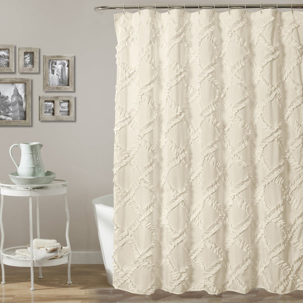 lush décor Ruffle Diamond Shower Curtain