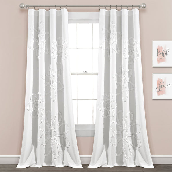 lush décor Ruffle Flower Window Curtain Panel Set