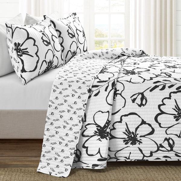 Lush Décor Scandinavian Floral Quilt 3 Piece Set