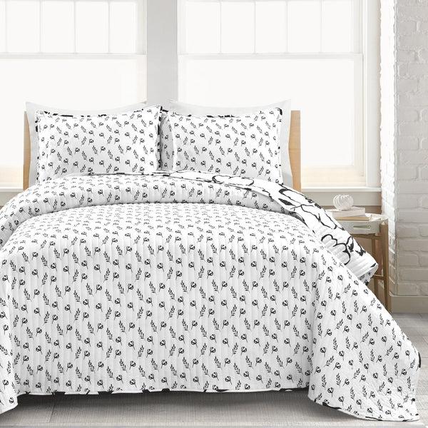 Lush Décor Scandinavian Floral Quilt 3 Piece Set