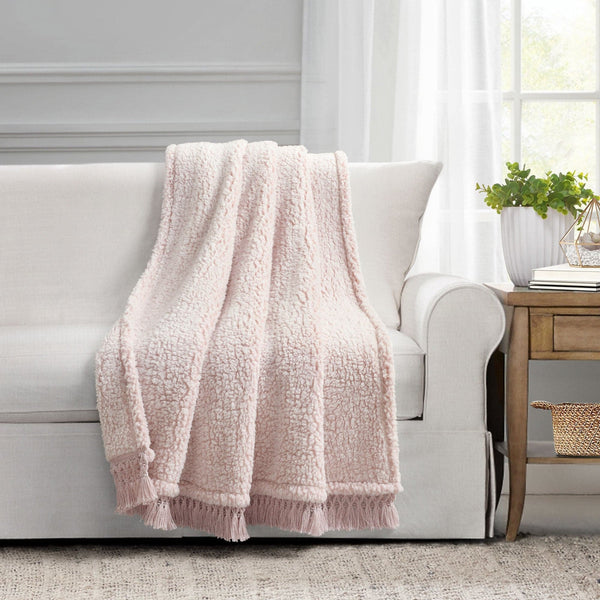 Lush Décor Sherpa Tassel Fringe Throw