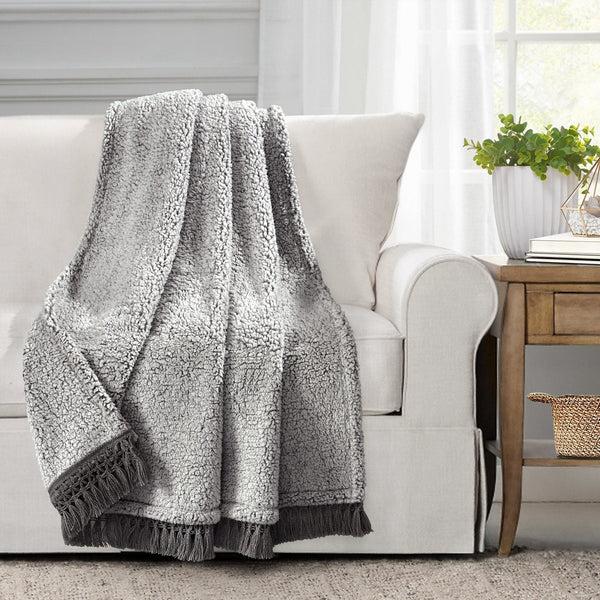 Lush Décor Sherpa Tassel Fringe Throw