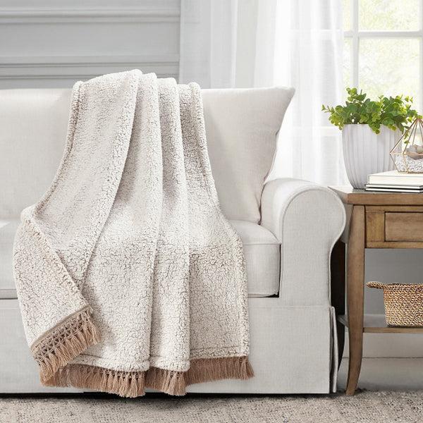 Lush Décor Sherpa Tassel Fringe Throw