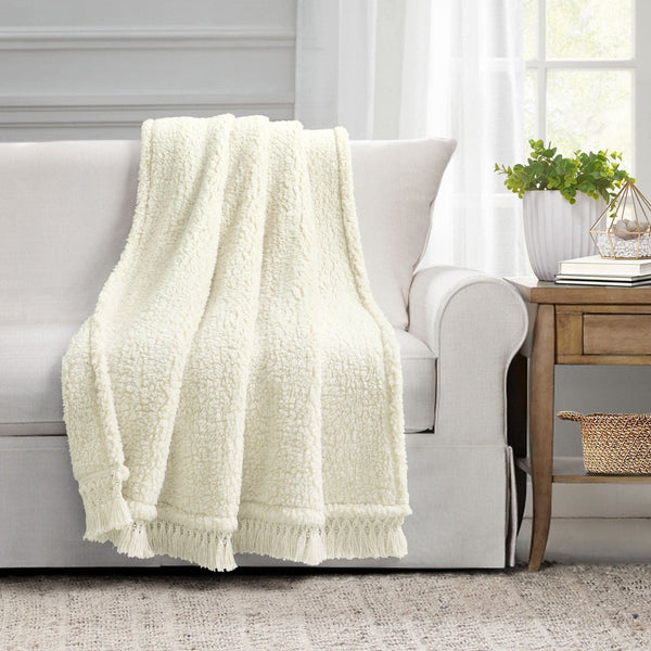 lush décor Sherpa Tassel Fringe Throw