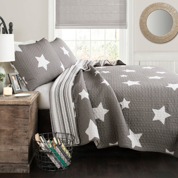 Lush Décor Star Reversible 3 Piece Quilt Set