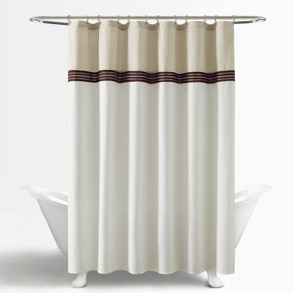 Lush Décor Terra Embroidery Shower Curtain