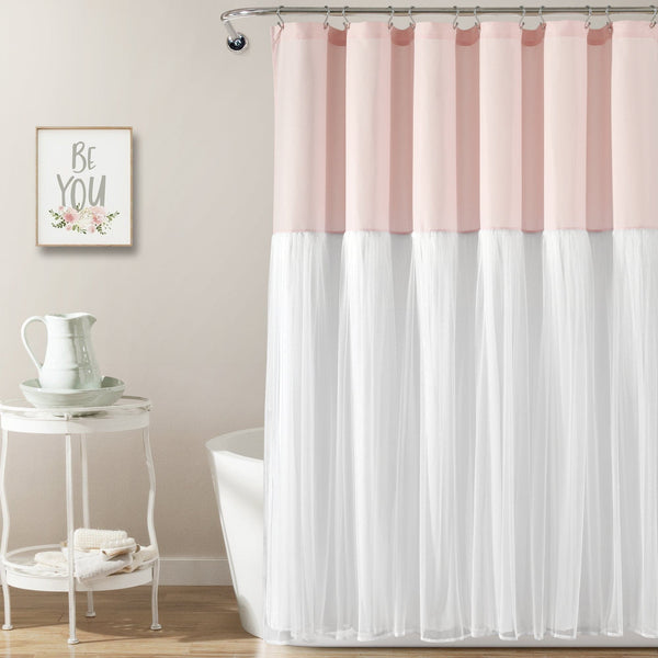 lush décor Tulle Skirt Colorblock Shower Curtain