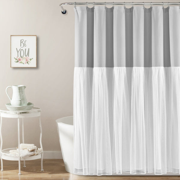 Lush Décor Tulle Skirt Colorblock Shower Curtain