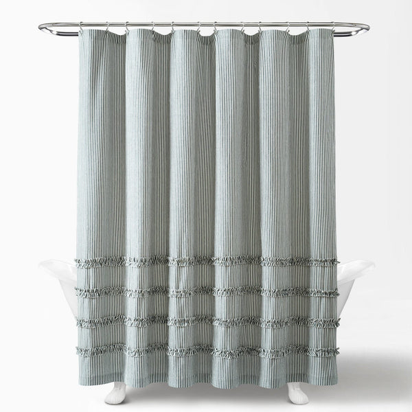 Lush Décor Vintage Stripe Yarn Dyed Shower Curtain