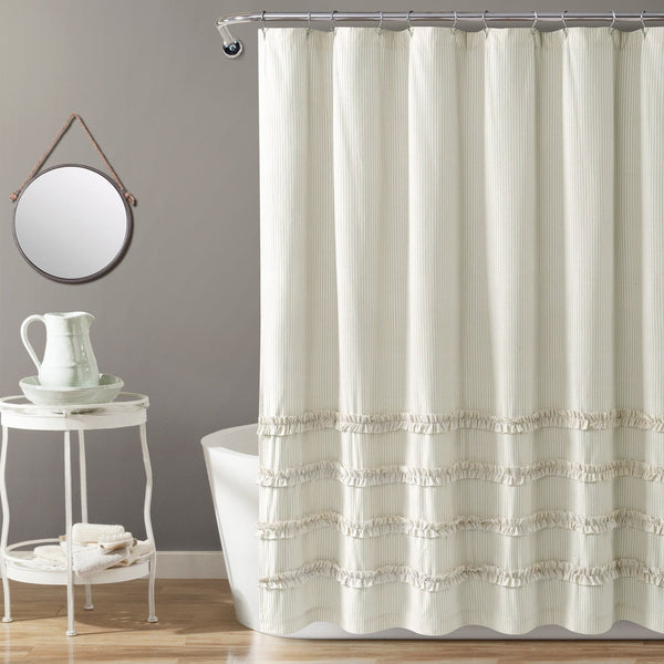 Lush Décor Vintage Stripe Yarn Dyed Shower Curtain