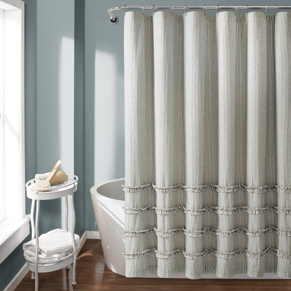 Lush Décor Vintage Stripe Yarn Dyed Shower Curtain