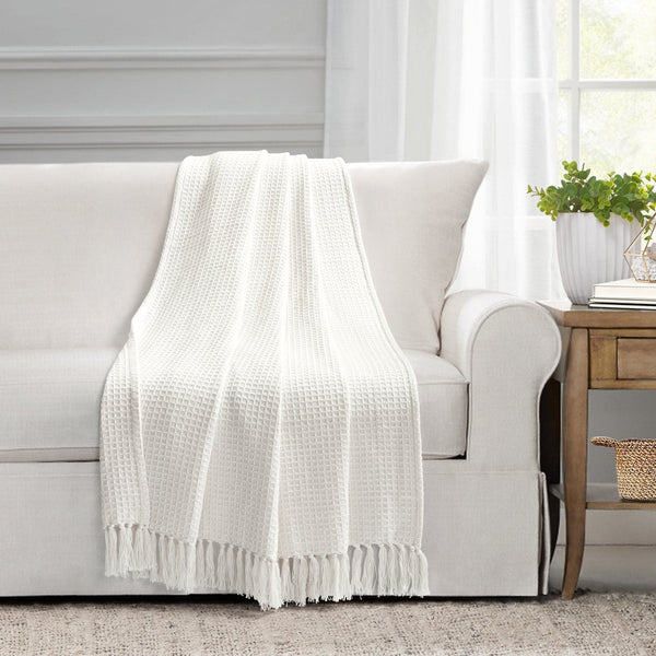 lush décor Waffle Cotton Knit Tassel Fringe Throw