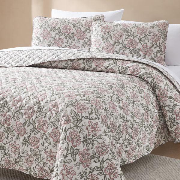 Lush Décor Zara Floral Block Reversible Quilt Set