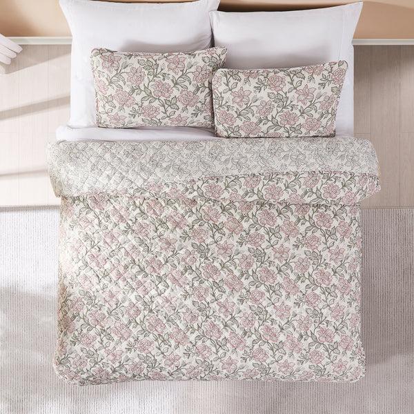 Lush Décor Zara Floral Block Reversible Quilt Set