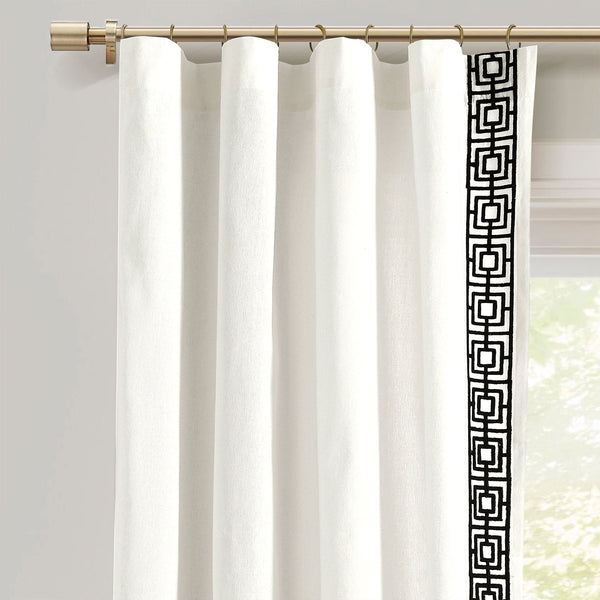 Lush Décor Luxury Modern Square Embroidery Border Window Curtain Panel